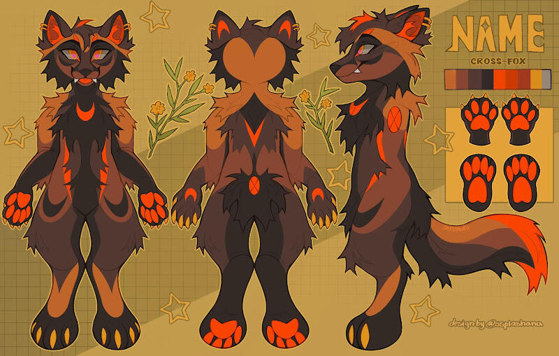 Fullbody Design (Symmetrical) • Side-view & Paw Close-up